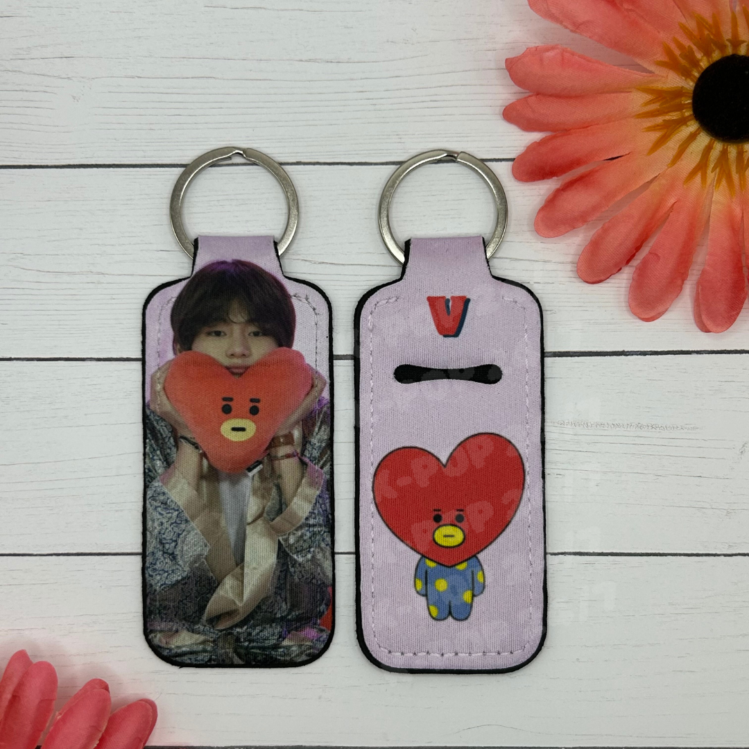 BTS BT21 V Lip Balm Holder Keychain/bag tag