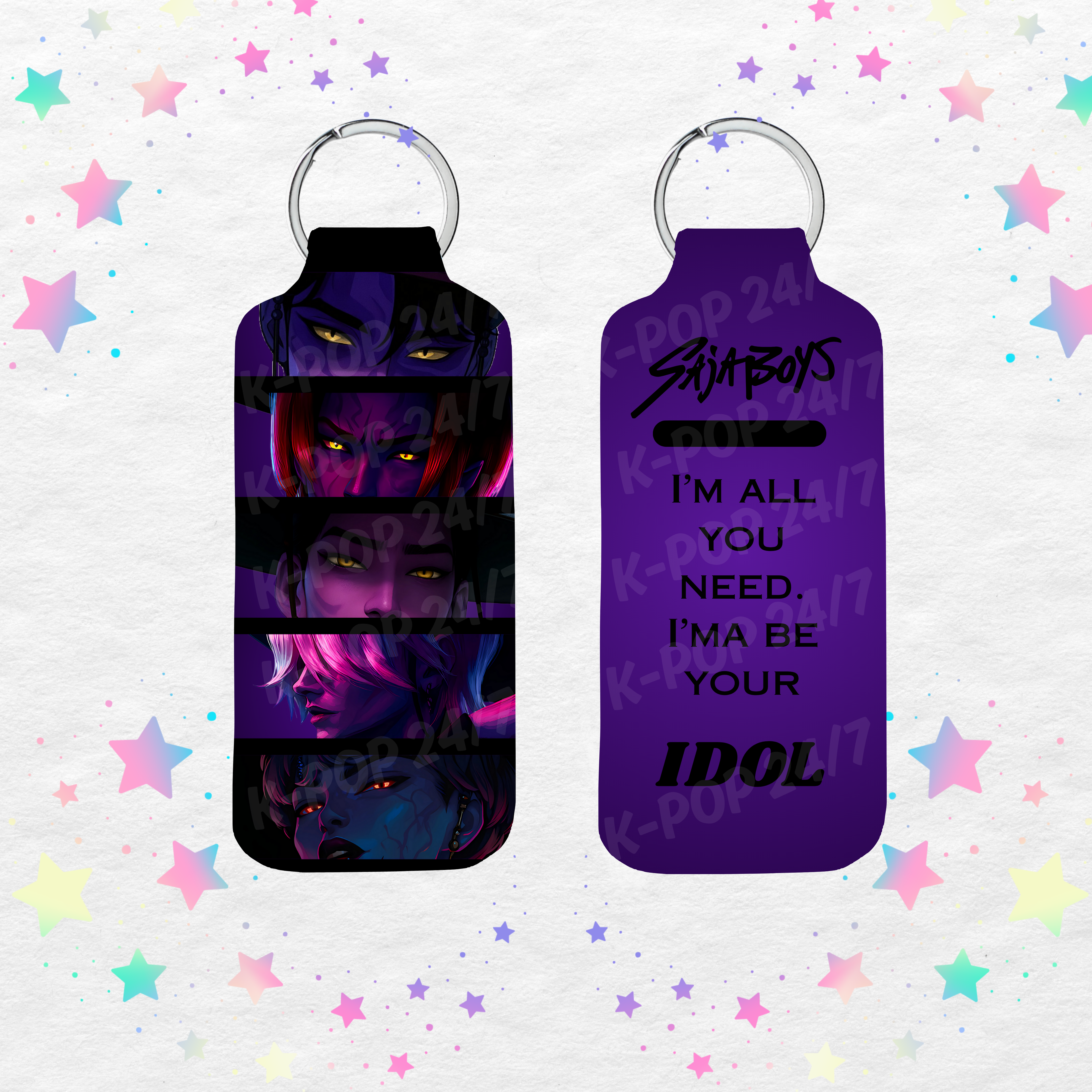 Kpop Demon Hunters Saja Boys Lip Balm/Chapstick Holder Keychain/Bag tag