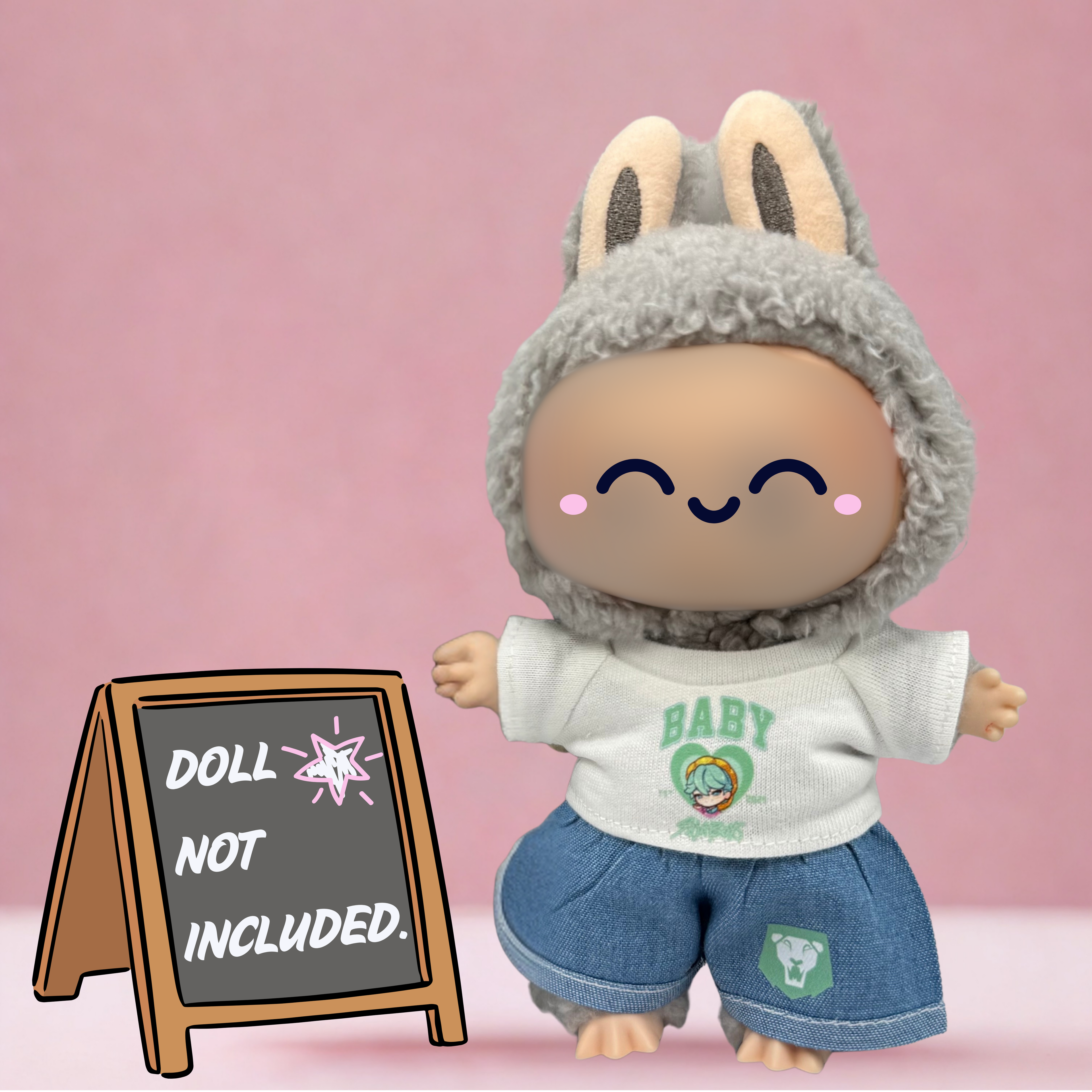 Kpop Demon Hunters Baby Saja Boys t-shirt and shorts outfit for 17cm doll