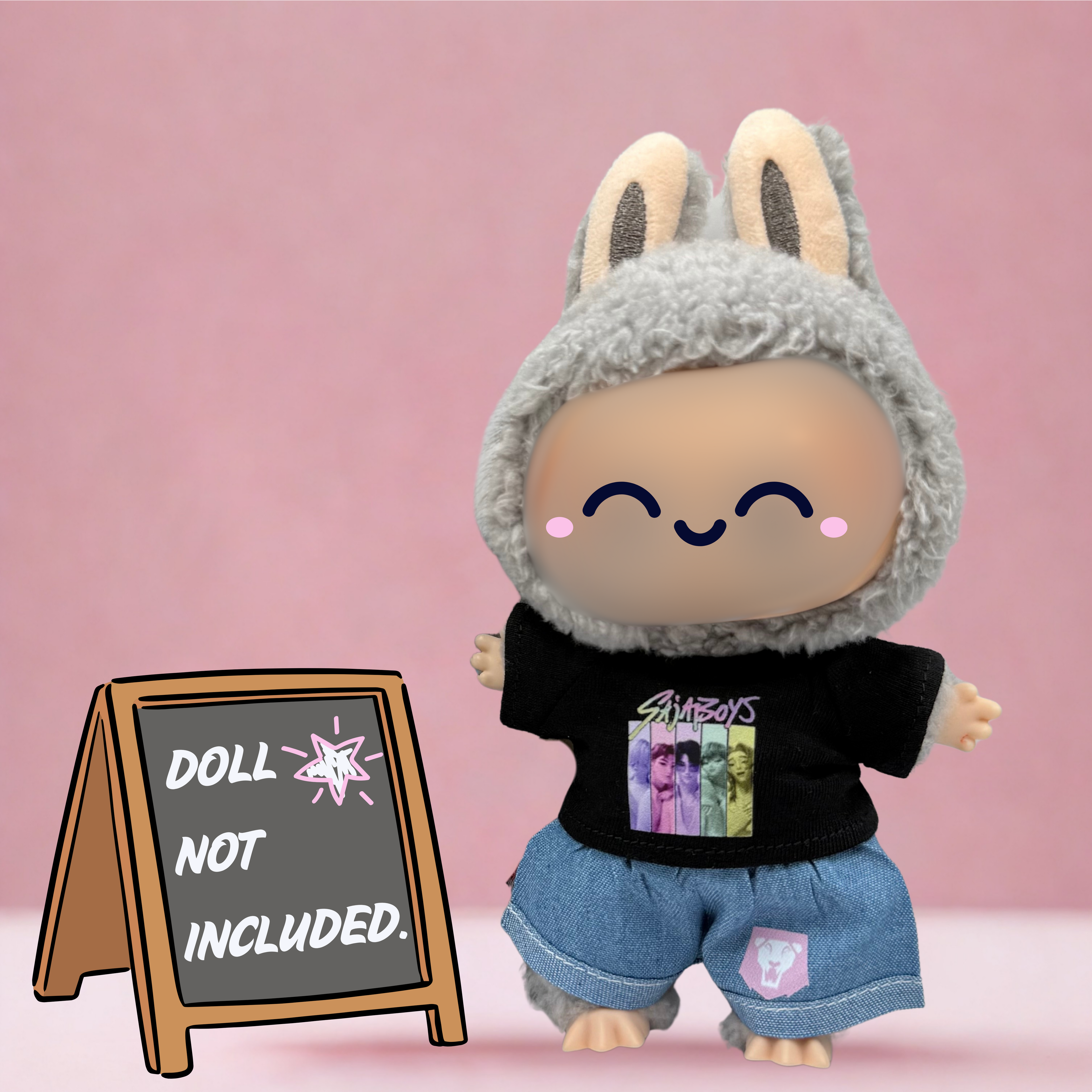 Kpop Demon Hunters Saja Boys Pastel t-shirt and shorts outfit for 17cm doll