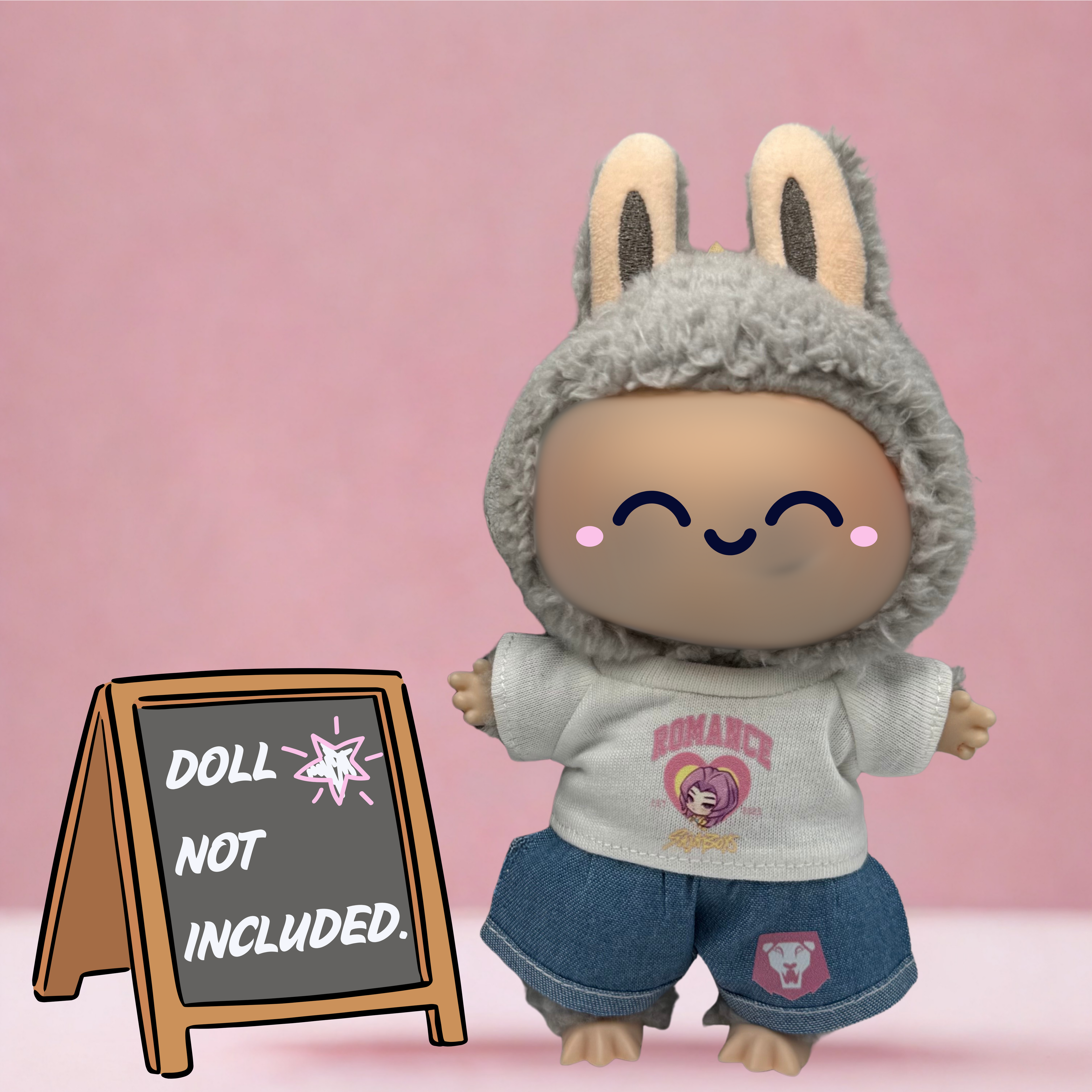 Kpop Demon Hunters Romance Saja Boys t-shirt and shorts outfit for 17cm doll