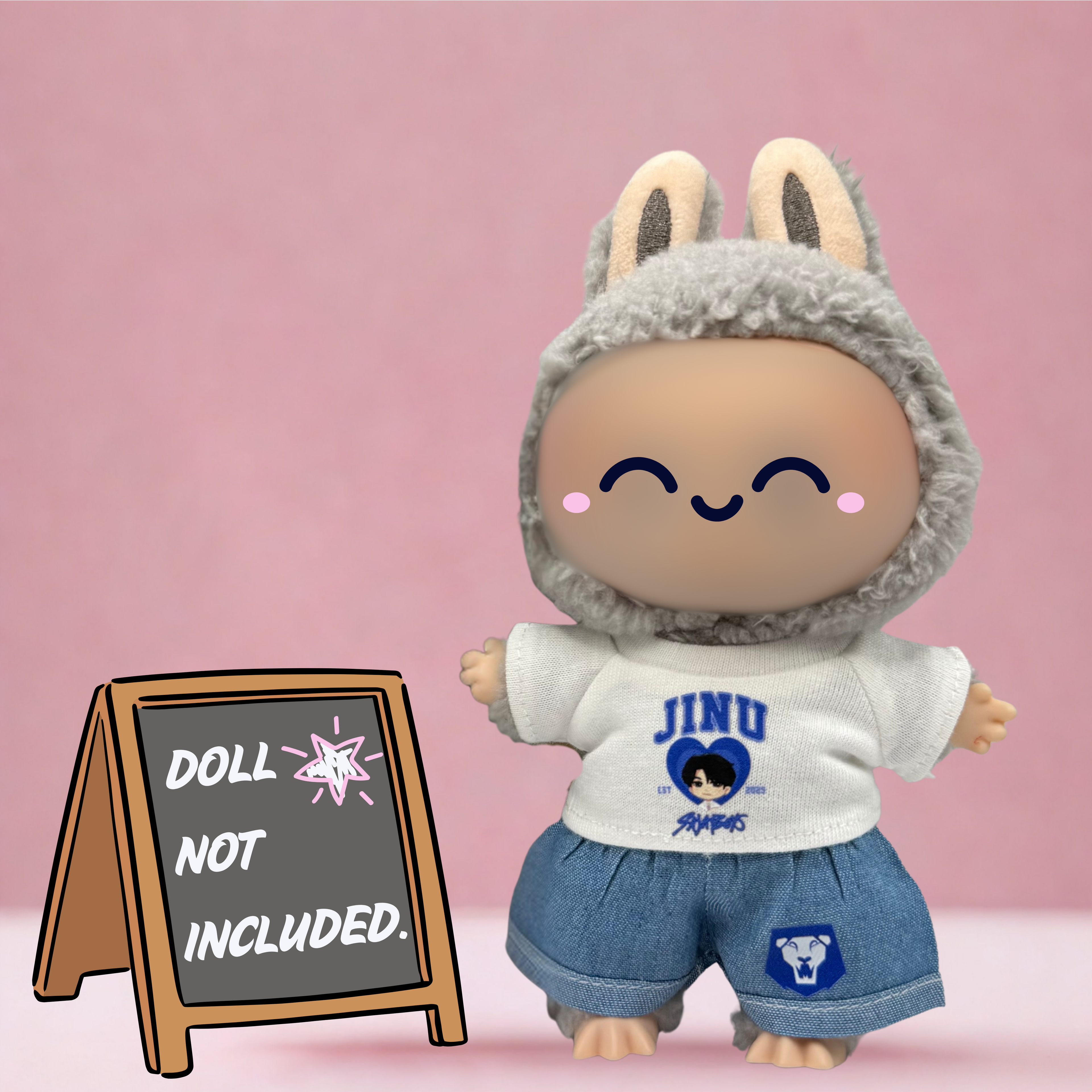 Kpop Demon Hunters Saja Boys Jinu t-shirt and shorts outfit for 17cm doll