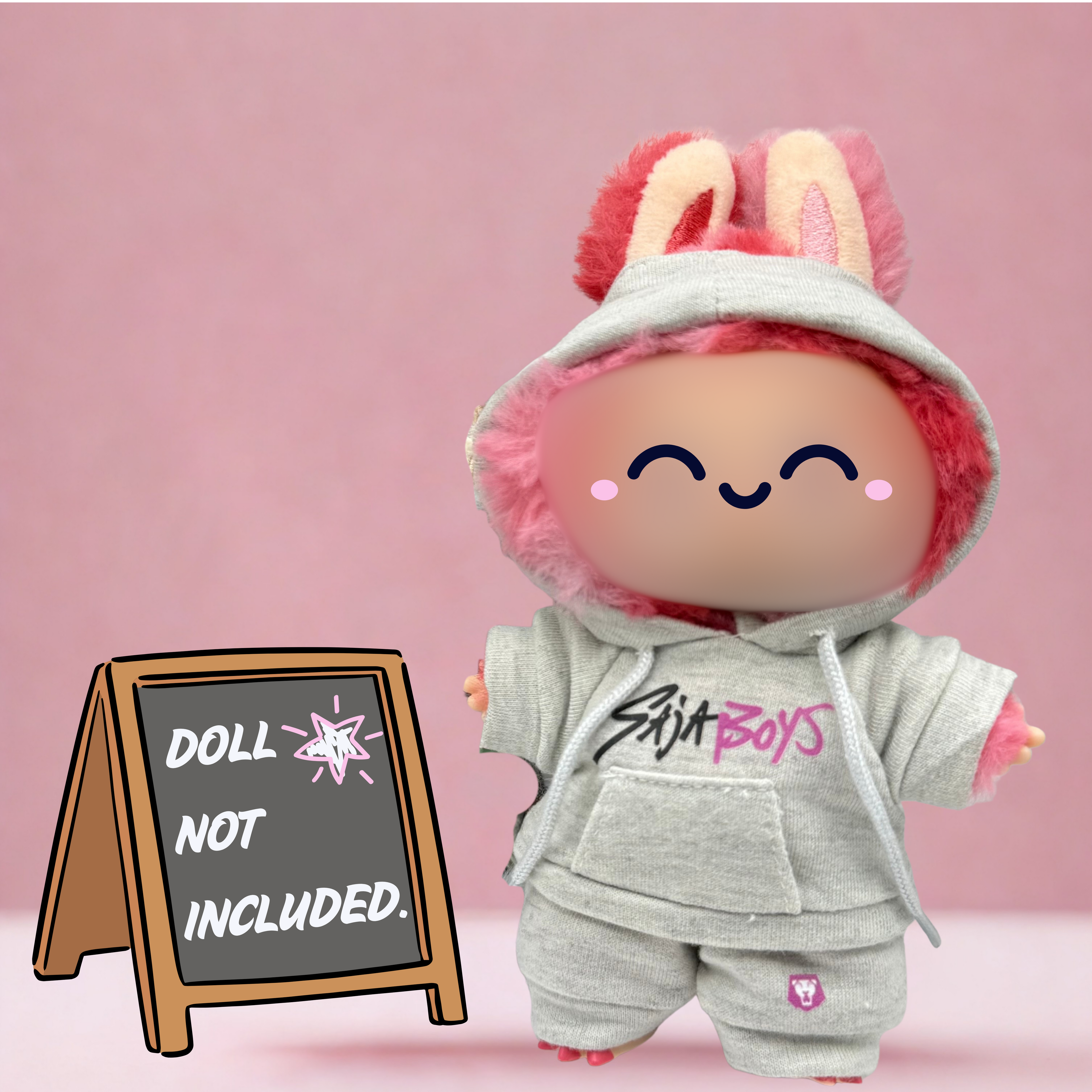 Kpop Demon Hunters Saja Boys Gray Hoodie and pants sweatsuit 2 piece outfit for 17cm doll