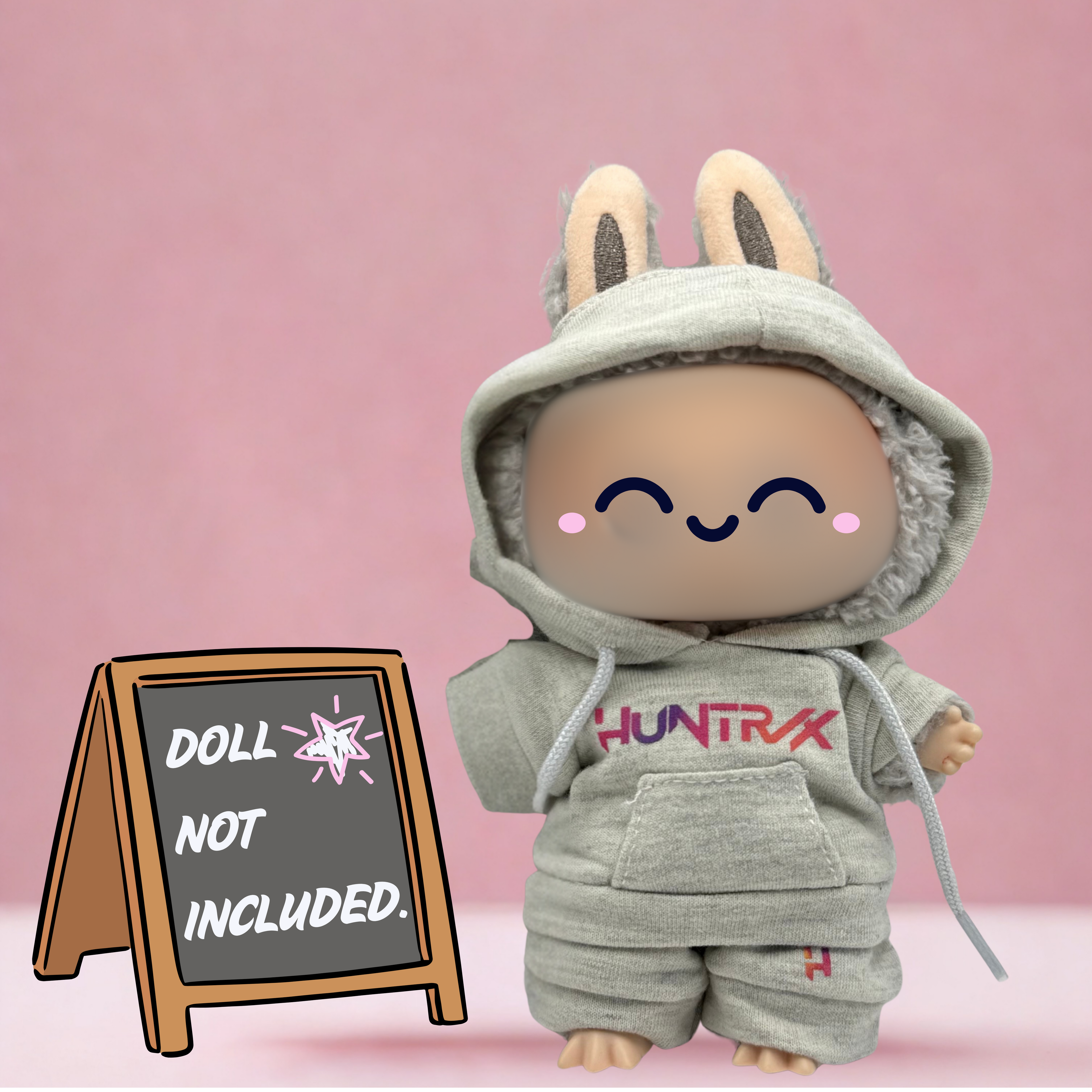Kpop Demon Hunters Huntrix gray Hoodie and pants sweatsuit 2 piece outfit for 17cm doll