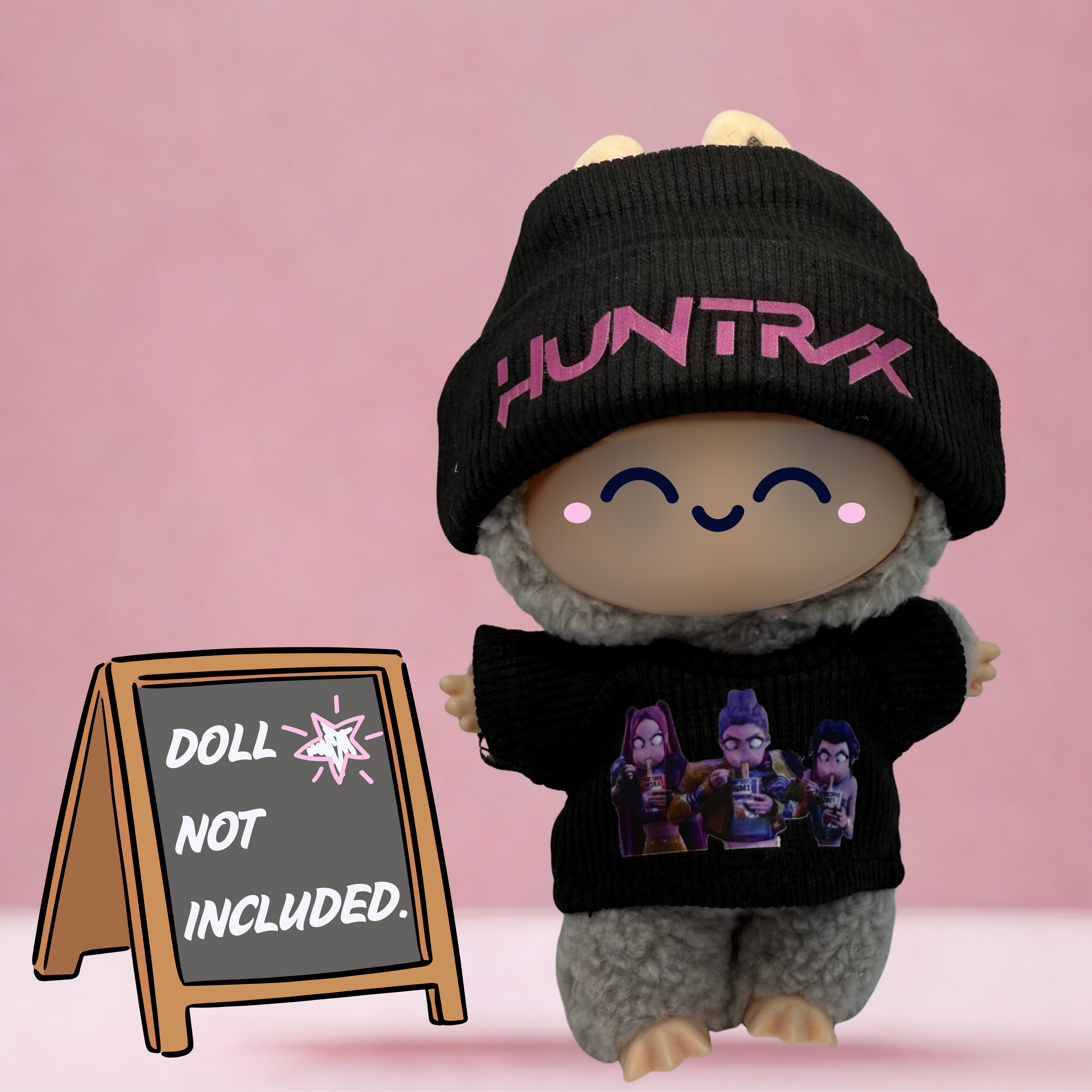 Kpop Demon Hunters Huntrix 2 piece t-shirt and beanie set for 17cm doll Labubu