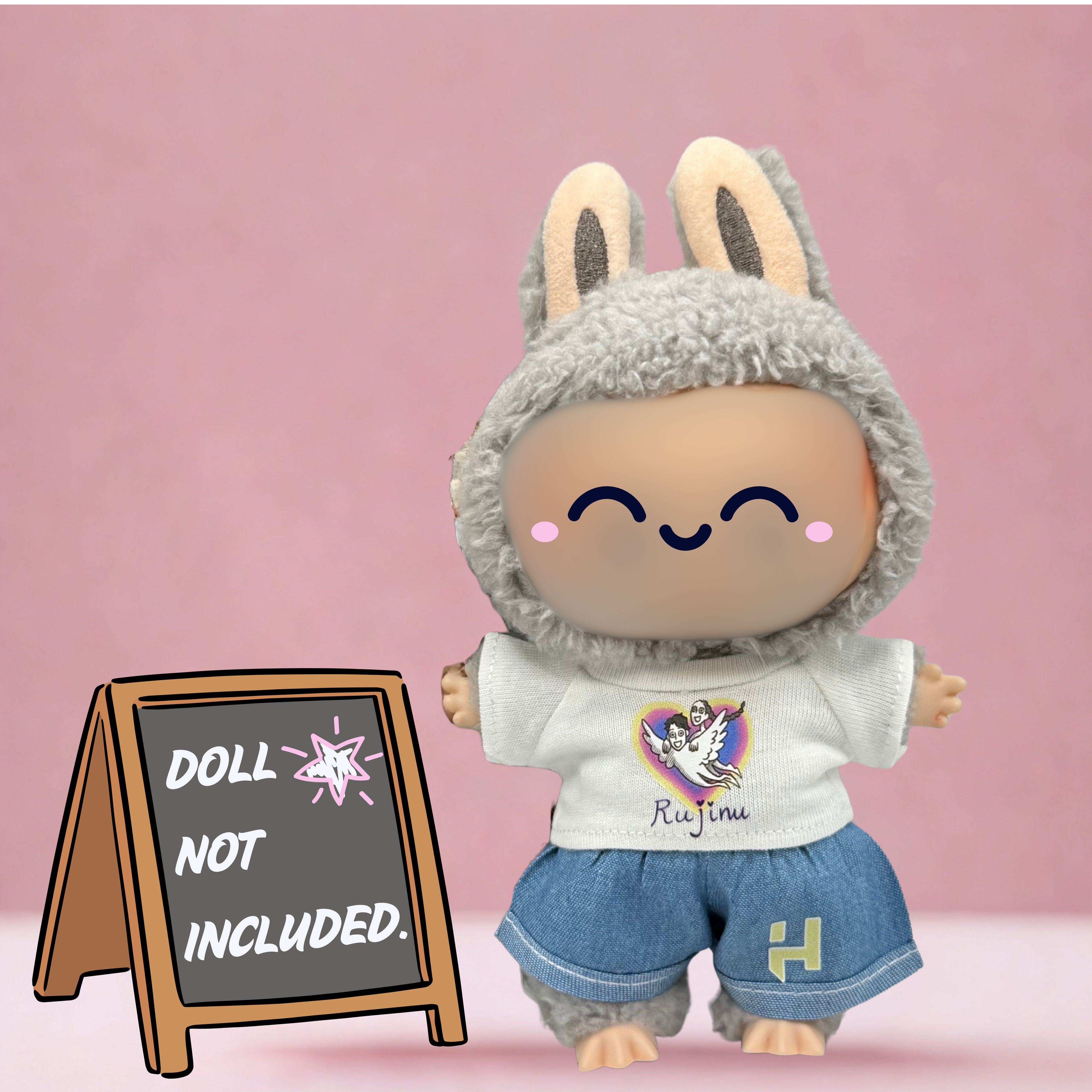 Kpop Demon Hunters Rujinu t-shirt and shorts outfit for 17cm doll