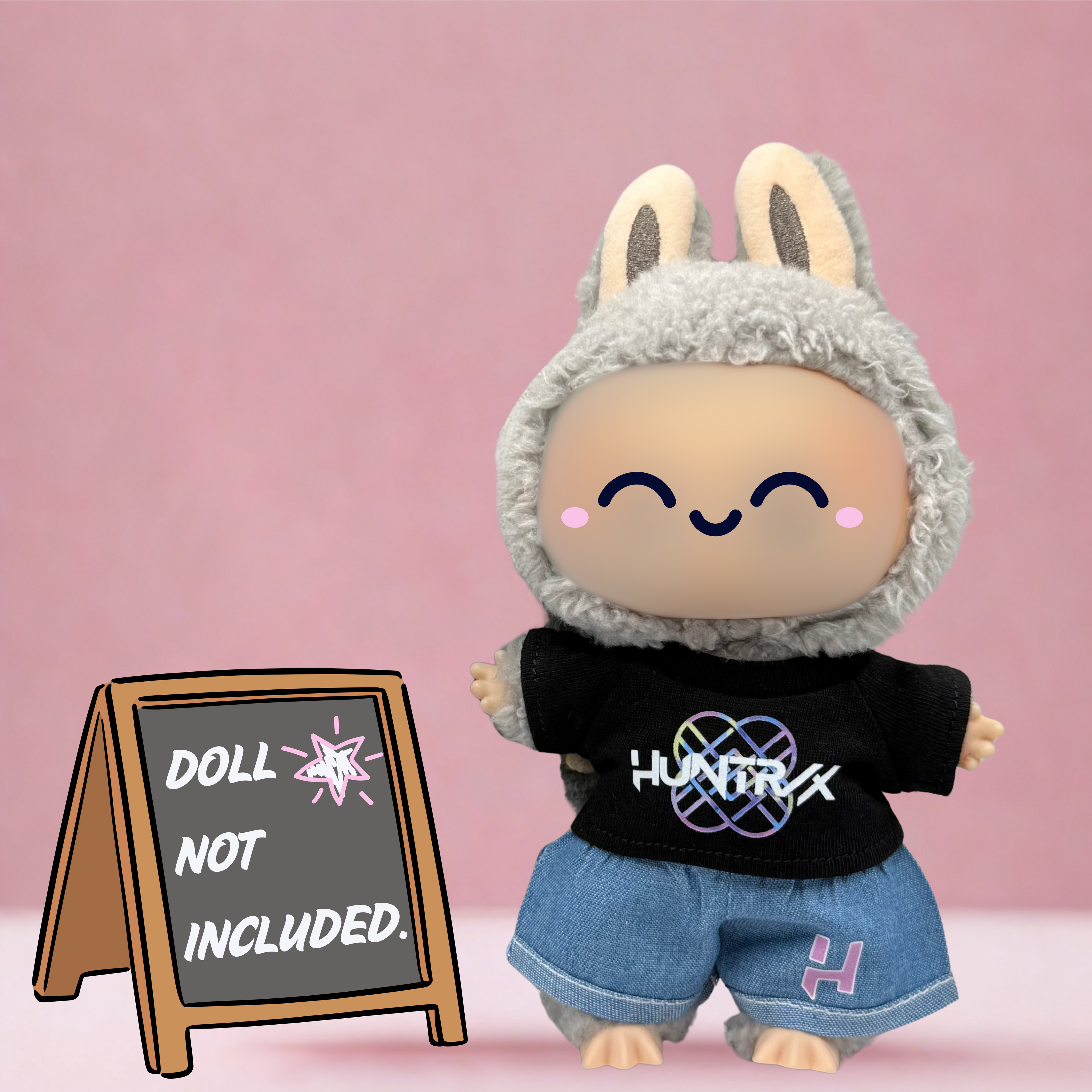 Kpop Demon Hunters Huntrix logo t-shirt and shorts outfit for 17cm doll