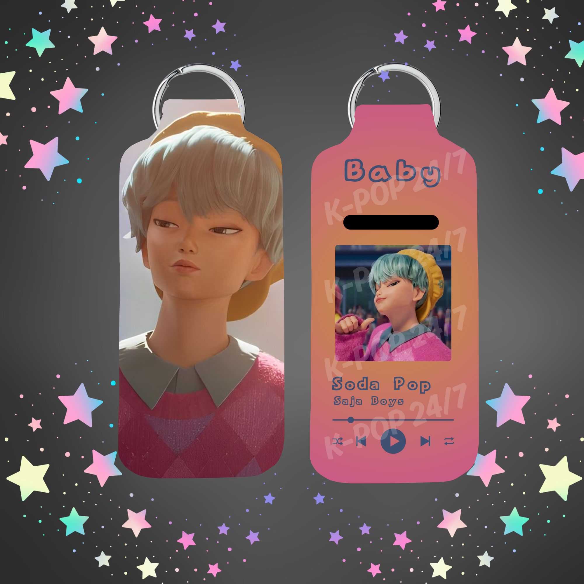 Kpop Demon Hunters Baby Lip Balm/Chapstick Holder Keychain/Bag tag