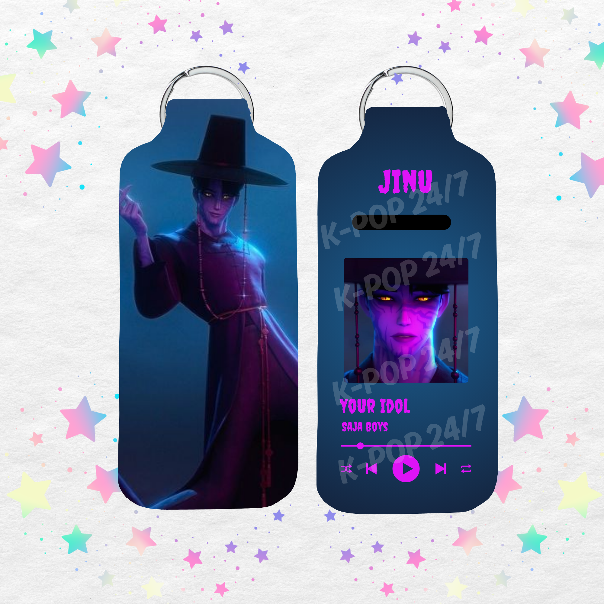 Kpop Demon Hunters Jinu Demon Lip Balm/Chapstick Holder Keychain/Bag tag