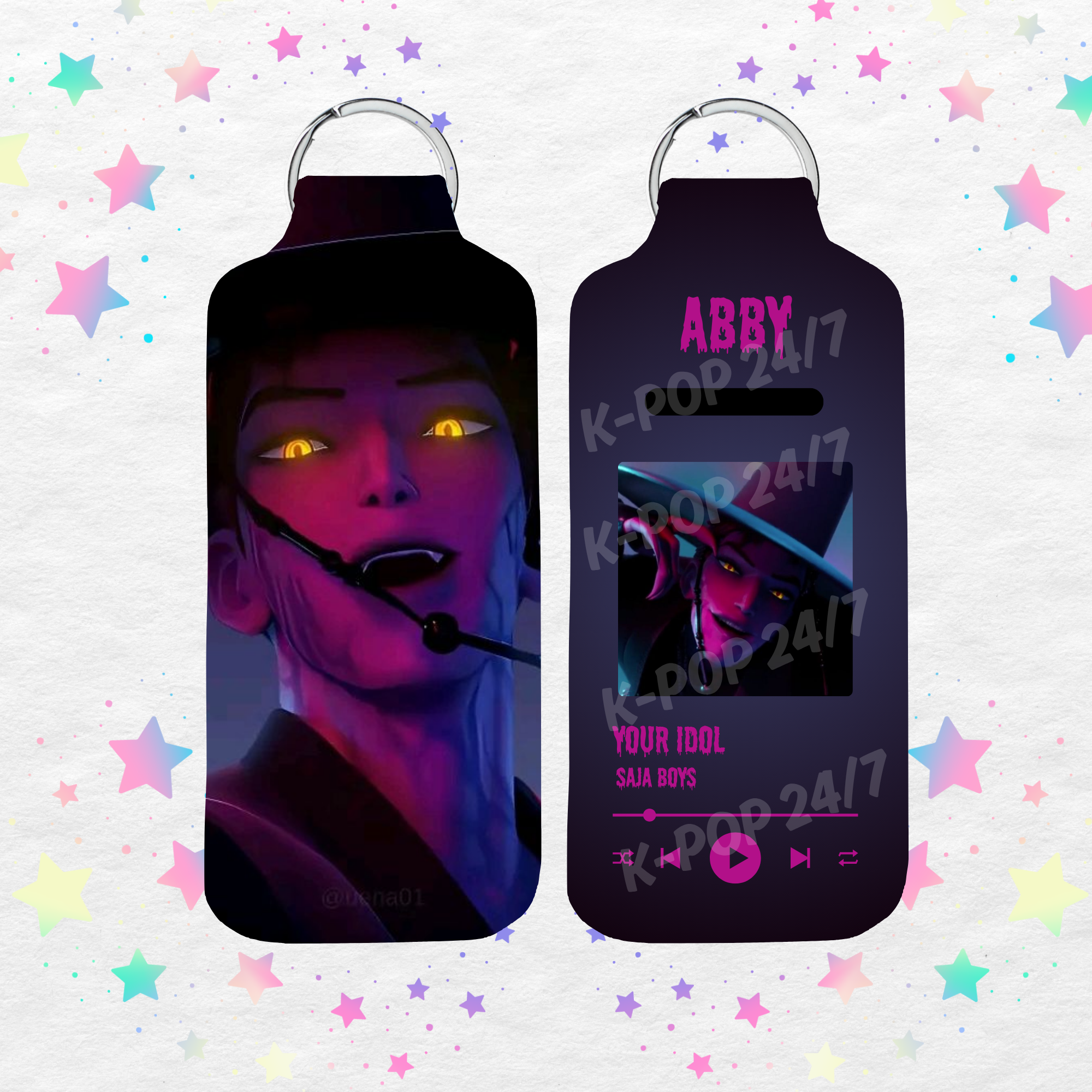 Kpop Demon Hunters Abby Demon Form Lip Balm/Chapstick Holder Keychain/Bag tag