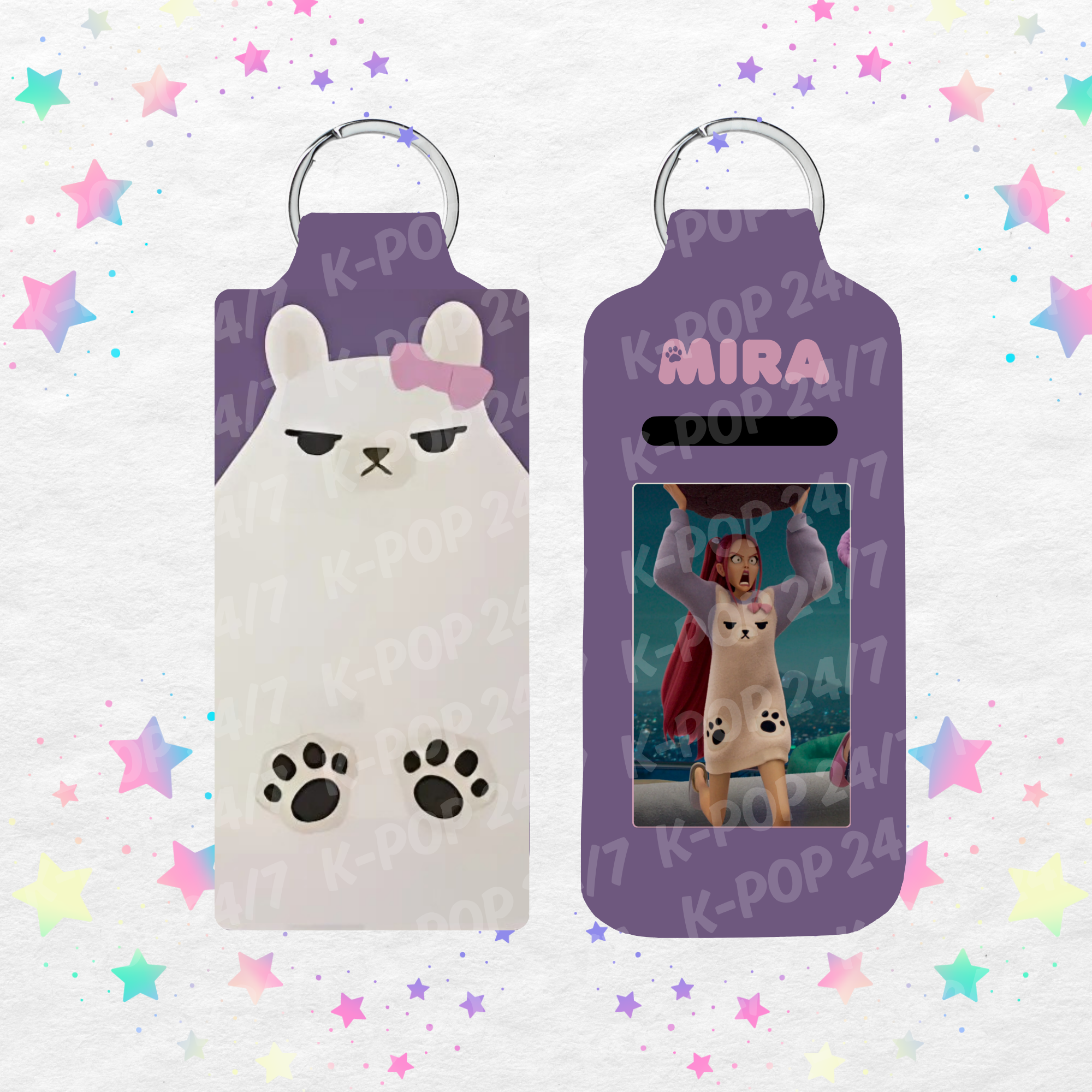 Kpop Demon Hunters Mira Nightgown Lip Balm/Chapstick Holder Keychain/Bag tag