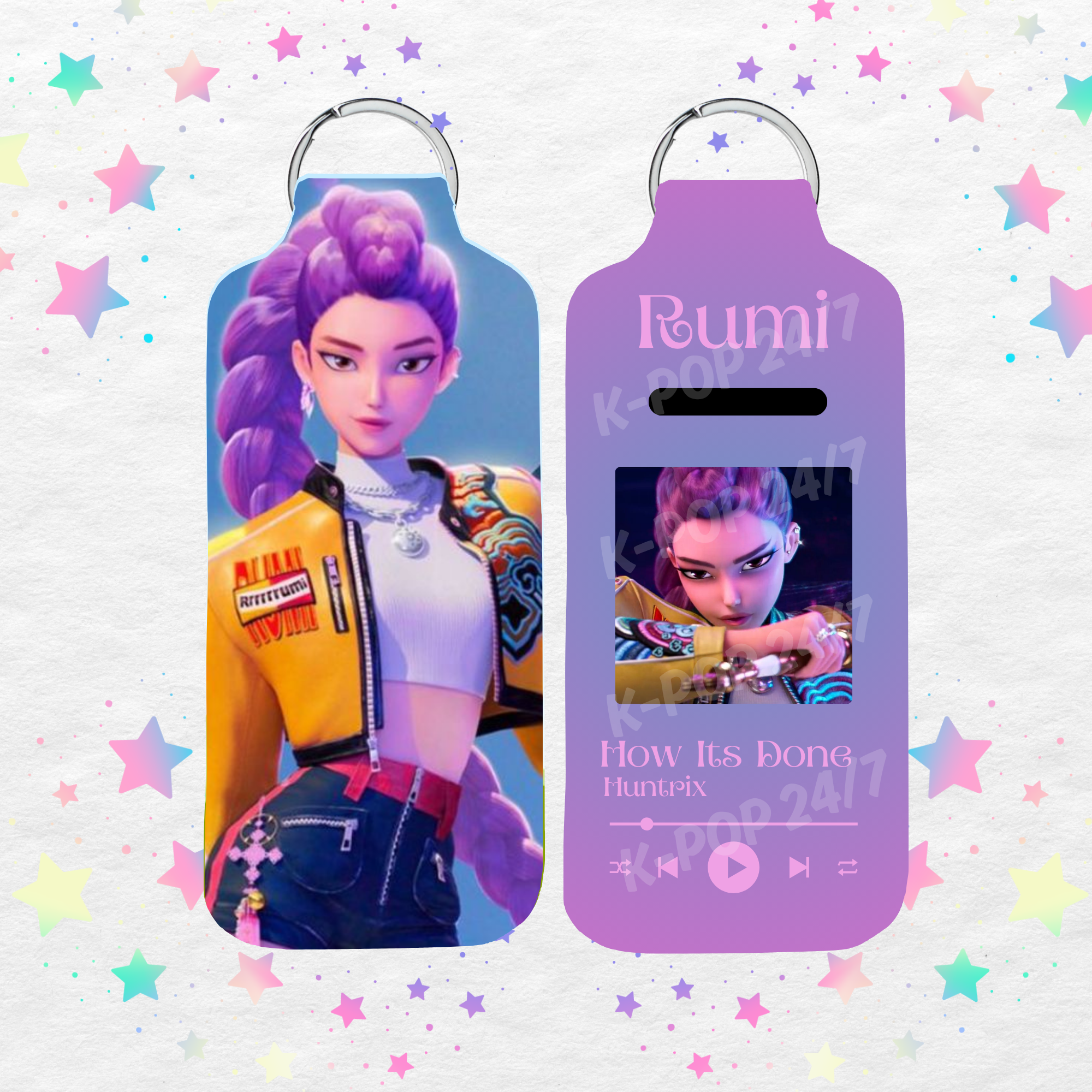 Kpop Demon Hunters Rumi Lip Balm/Chapstick Holder Keychain/Bag tag