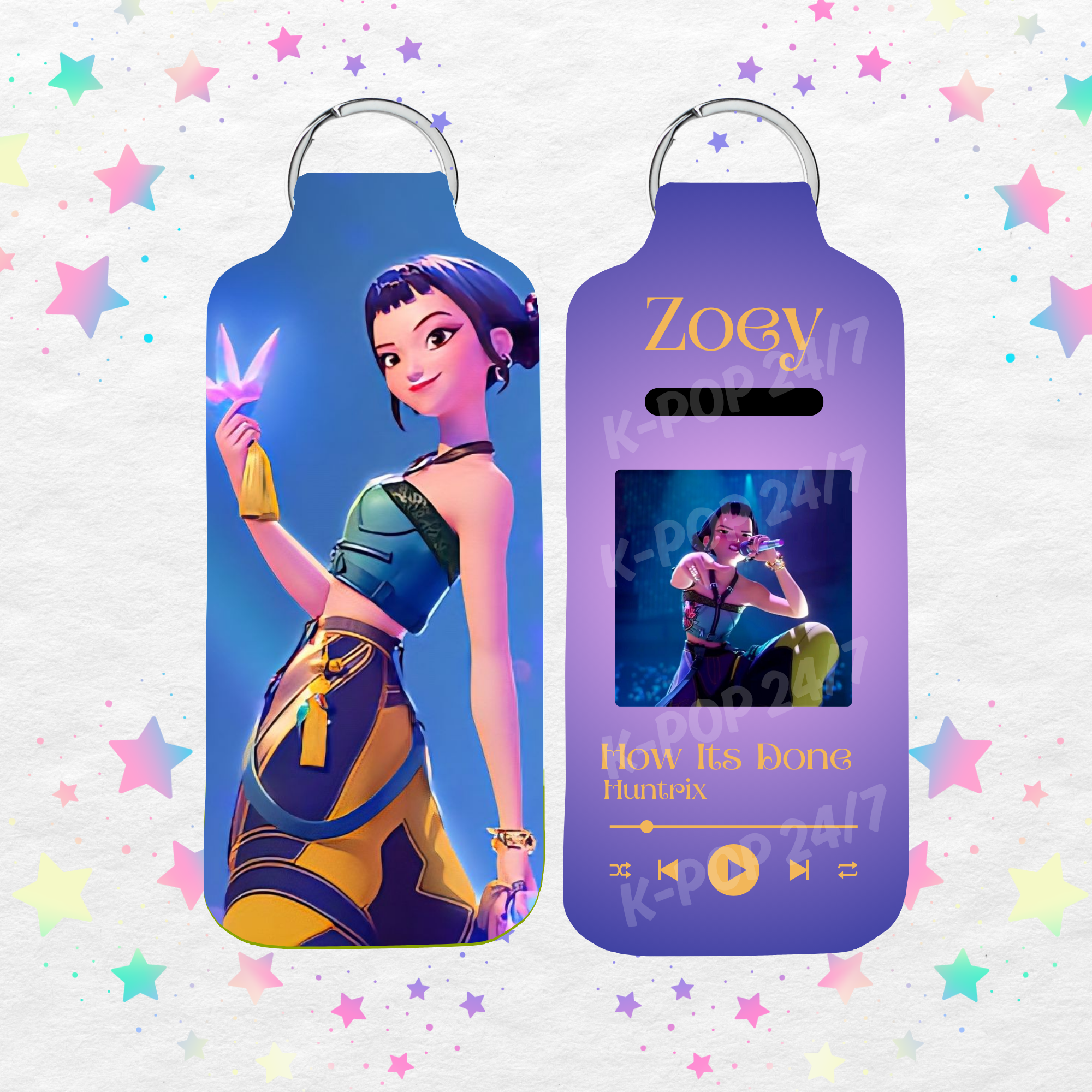 Kpop Demon Hunters Zoey Lip Balm/Chapstick Holder Keychain/Bag tag