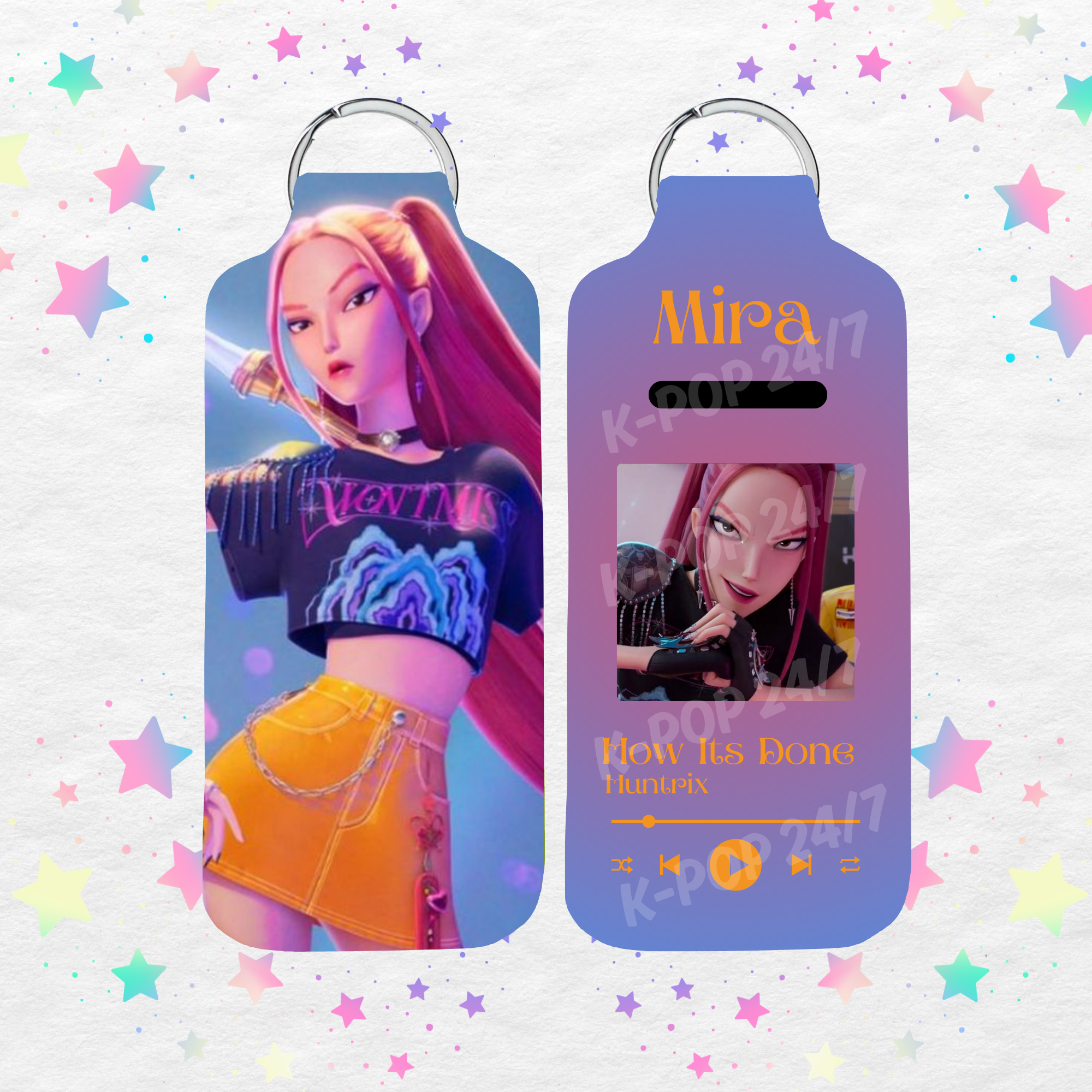 Kpop Demon Hunters Mira Lip Balm/Chapstick Holder Keychain/Bag tag