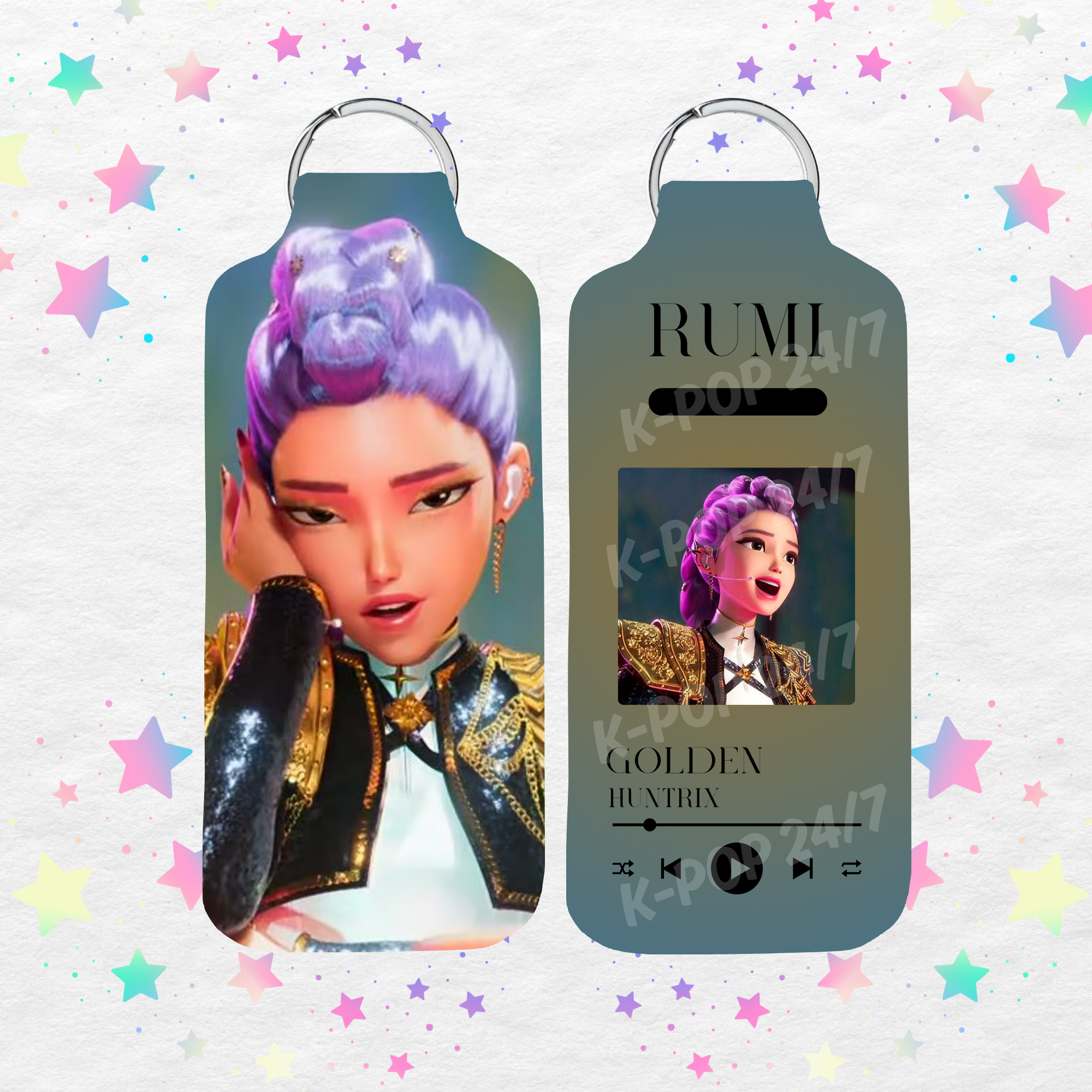 Kpop Demon Hunters Rumi Golden Lip Balm/Chapstick Holder Keychain/Bag tag