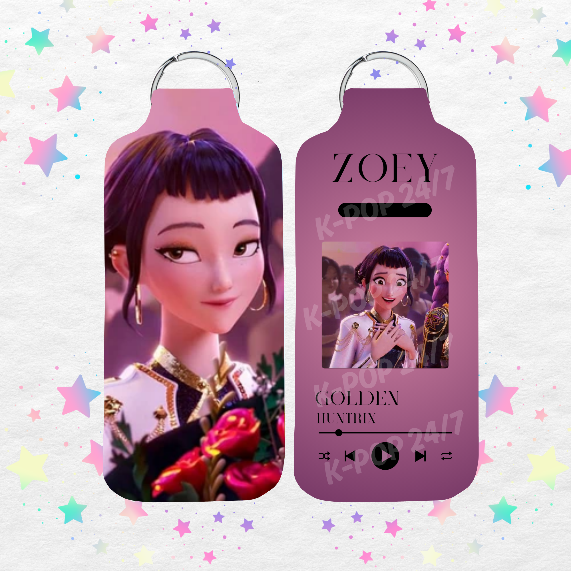 Kpop Demon Hunters Zoey Golden Lip Balm/Chapstick Holder Keychain/Bag tag