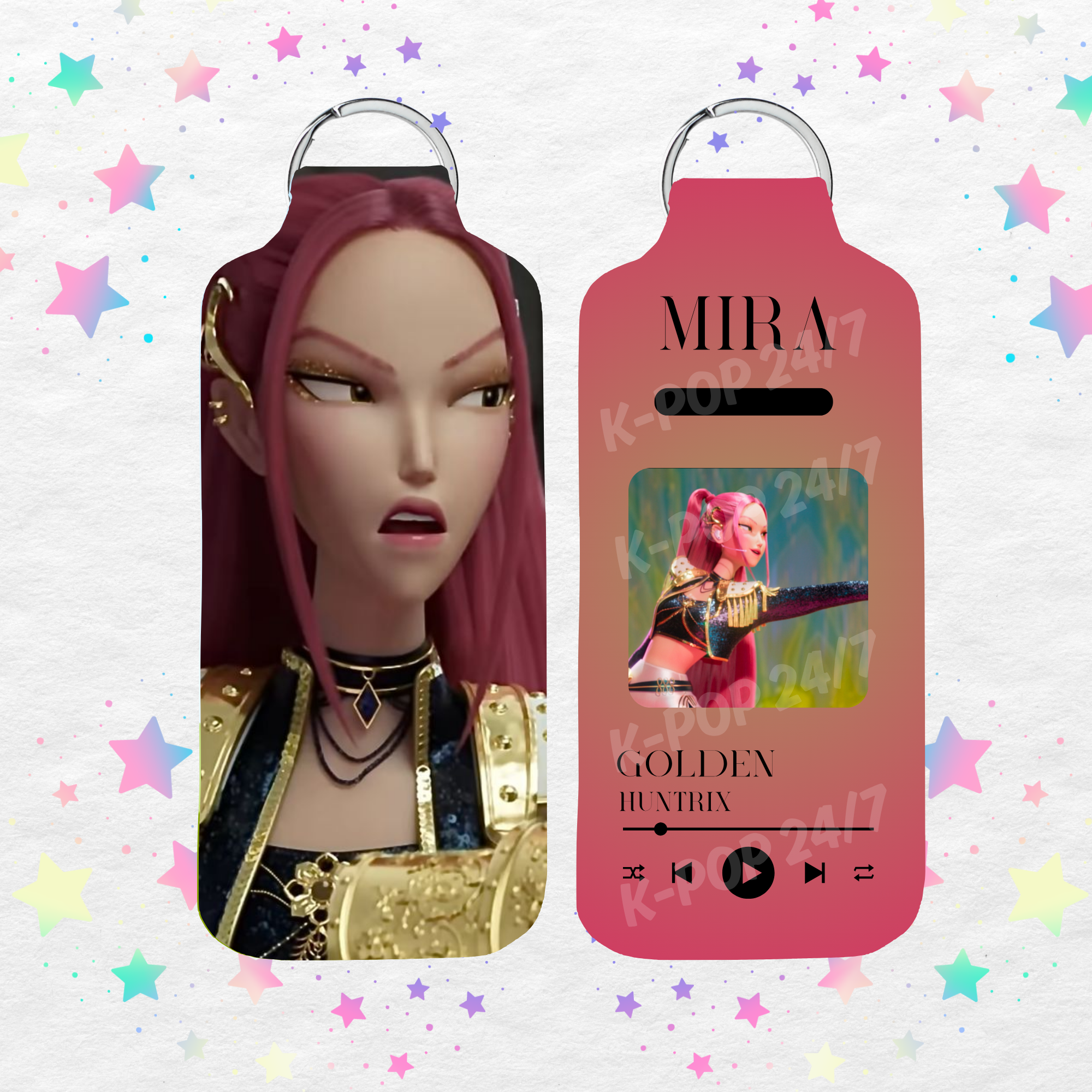 Kpop Demon Hunters Mira Golden Album Lip Balm/Chapstick Holder Keychain/Bag tag