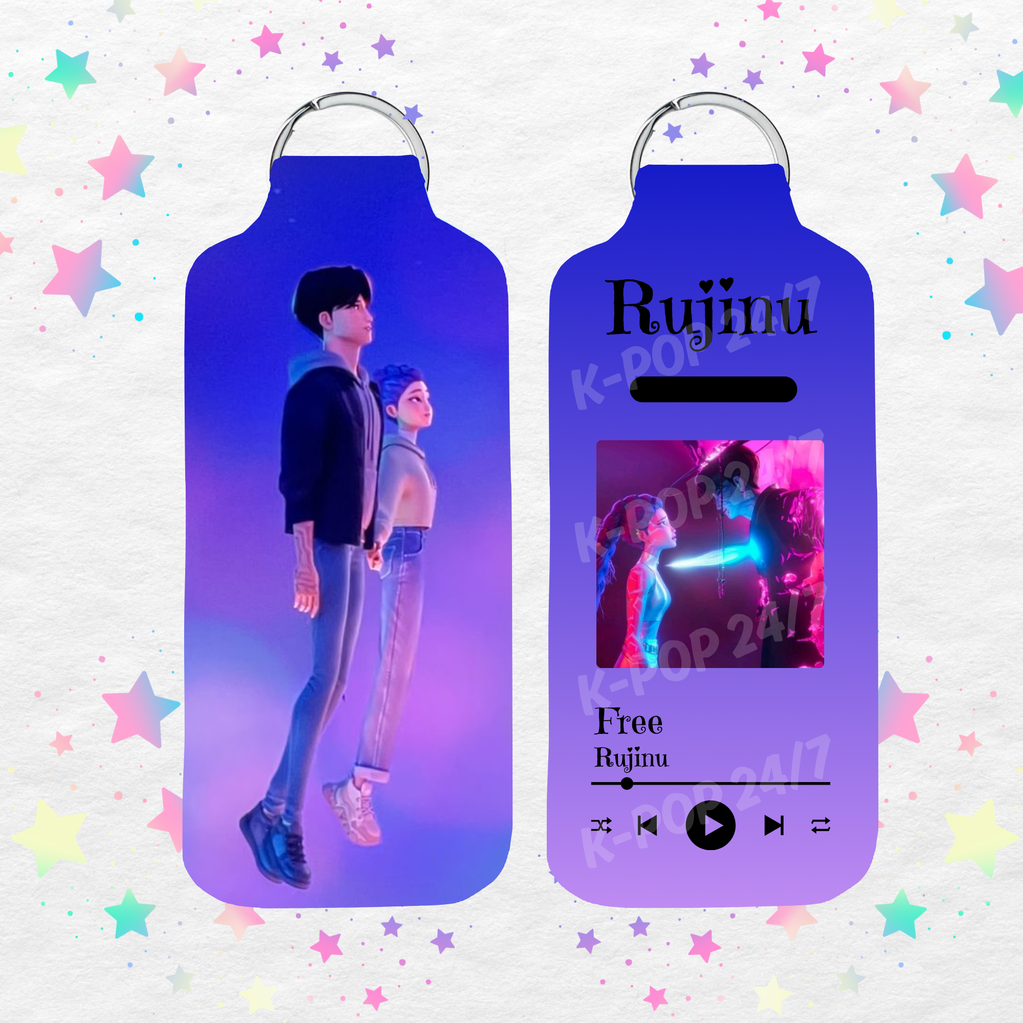 Kpop Demon Hunters Rujinu Lip Balm/Chapstick Holder Keychain/Bag tag