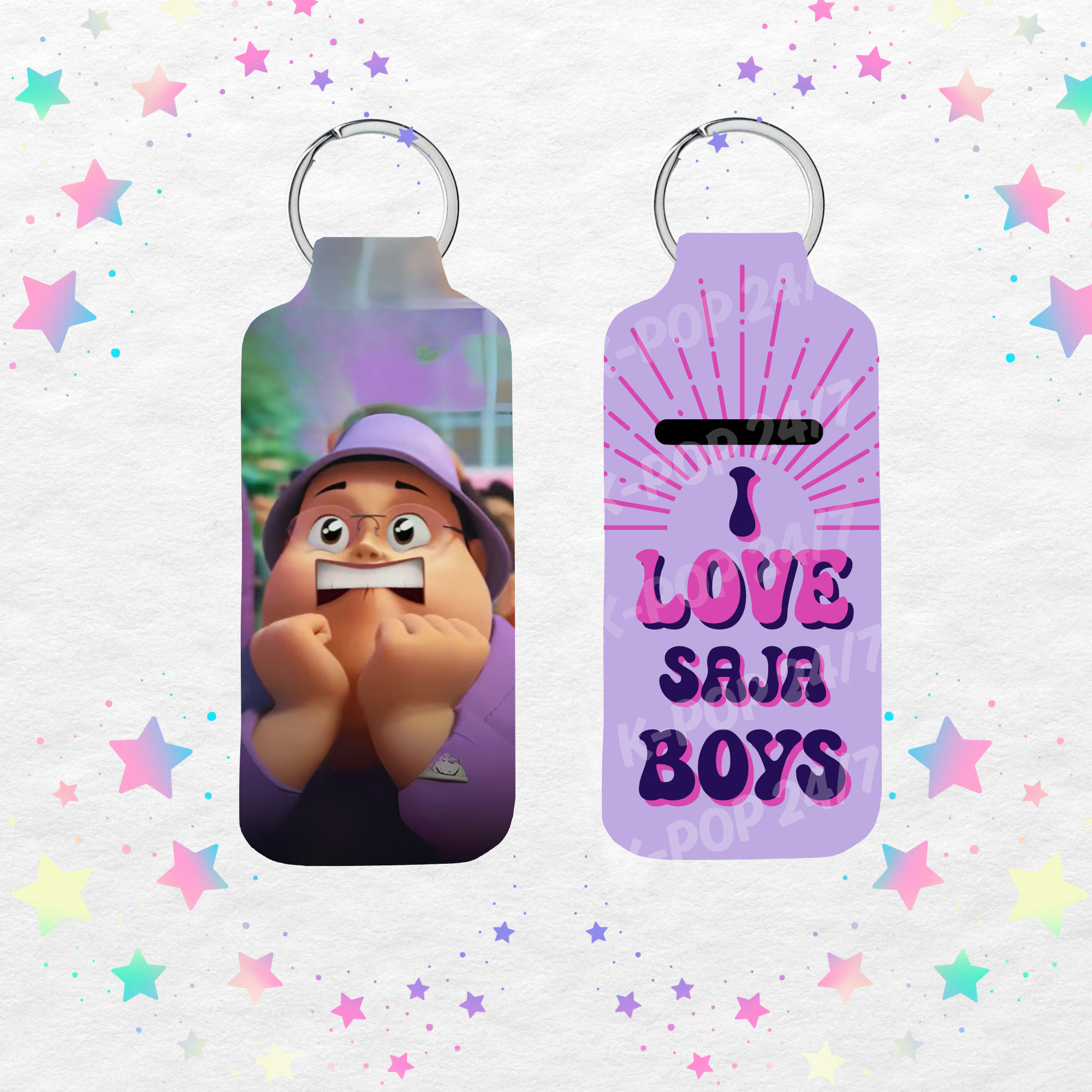 Kpop Demon Hunters Fan I Love Saja Boys Lip Balm/Chapstick Holder Keychain/Bag tag