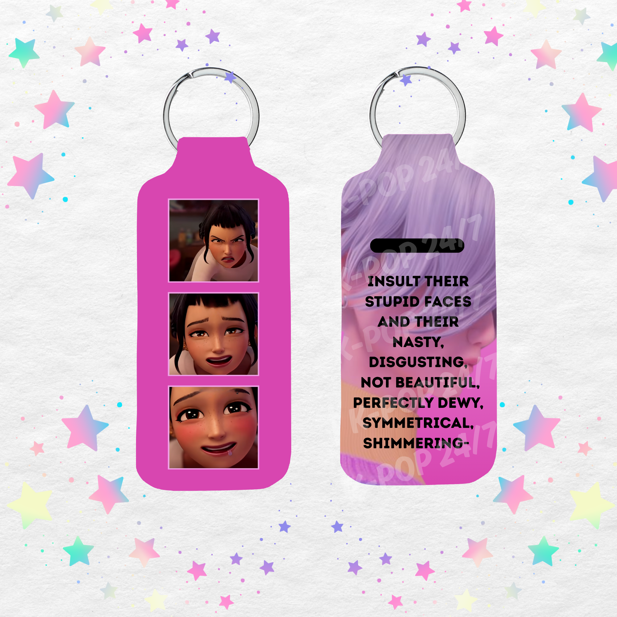 Kpop Demon Hunters Zoey Saja Boys Lip Balm/Chapstick Holder Keychain/Bag tag