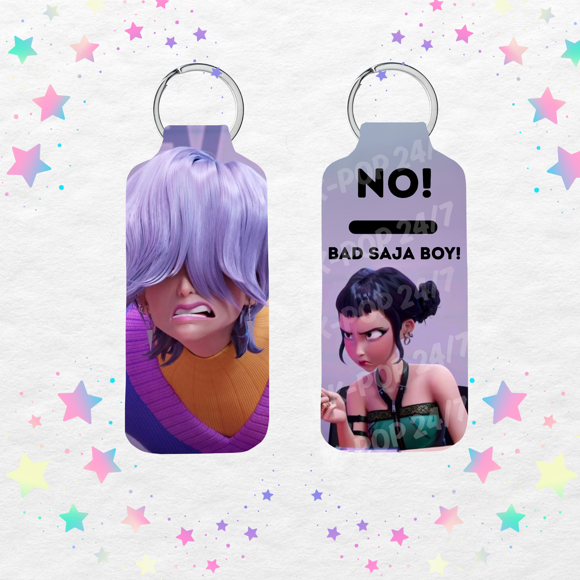 Kpop Demon Hunters Zoey Bad Saja Boy Lip Balm/Chapstick Holder Keychain/Bag tag