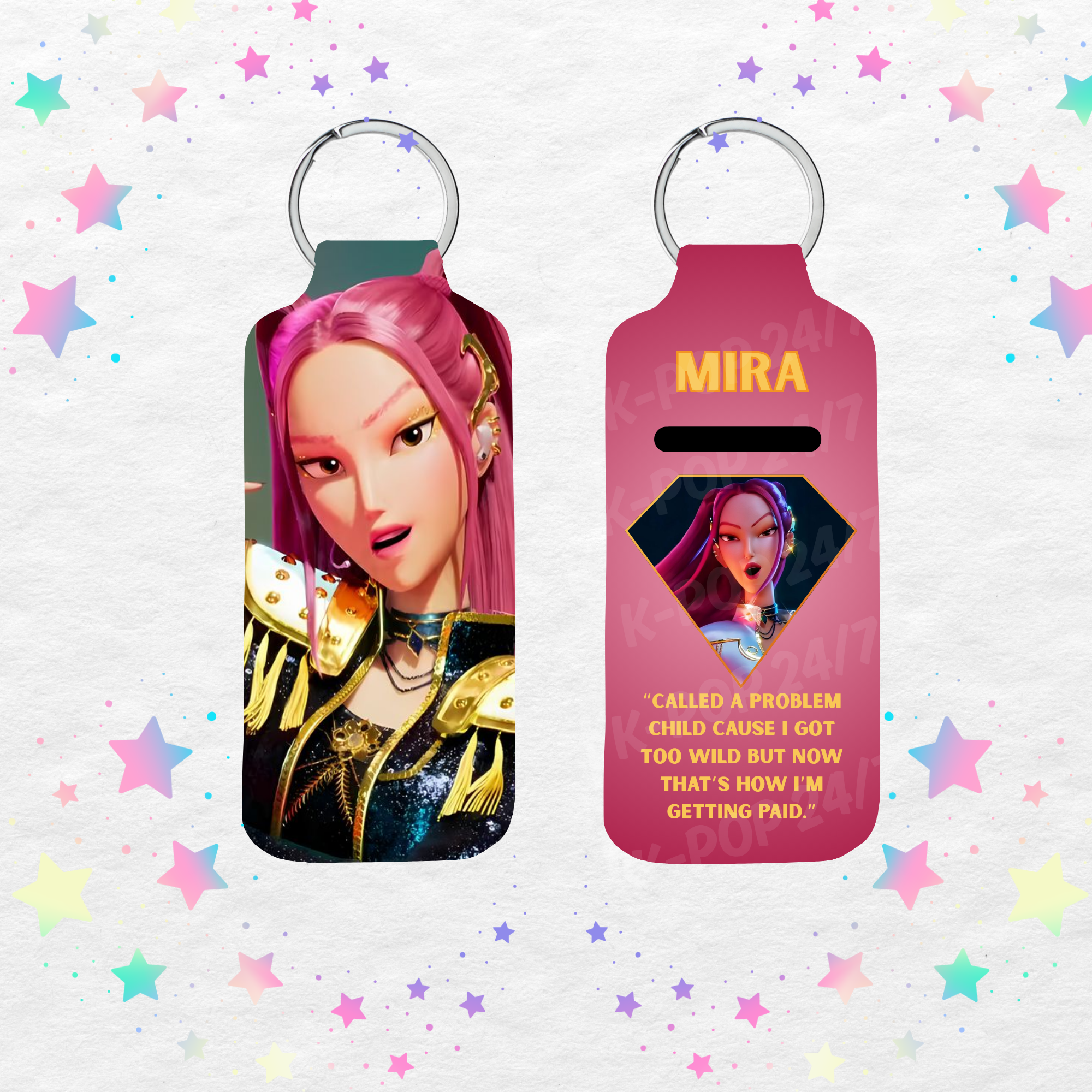 Kpop Demon Hunters Mira Golden Lip Balm/Chapstick Holder Keychain/Bag tag